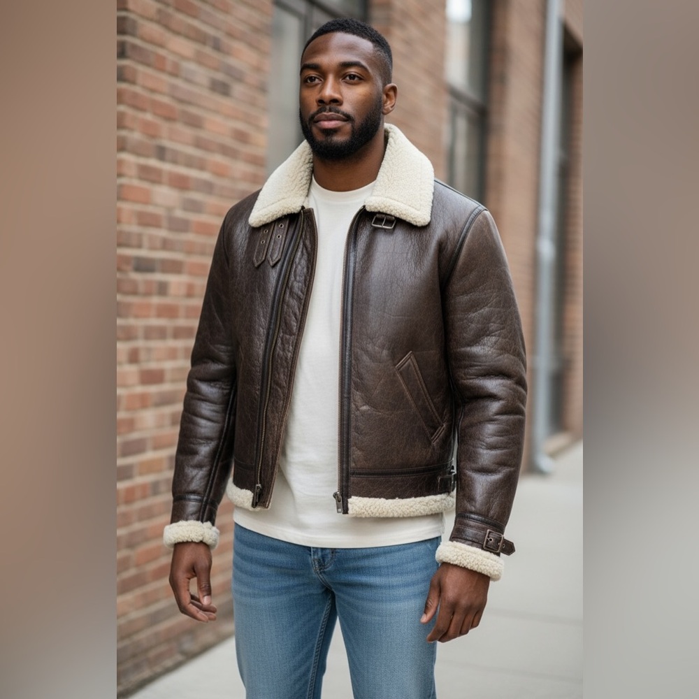 Shearling Lined Jacket High Quality Faux Leather